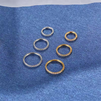 Cincin Septum Titanium Astm F136 dengan Zirkon Bening 6 8 10Mm Model Clicker untuk Wanita Pria