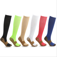 Personnalisé hommes femmes vélo de sport cuivre genou haute compression chaussettes