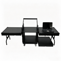 Flight case OEM démontable 8U sur roulettes pour amplificateur avec 2 portes fusionnables, loquets de sécurité et 2 tables DJ