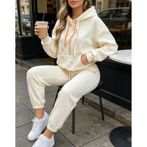 Conjunto de Moda Urbana para Mujer de Alta Calidad Personalizado, Sudadera Holgada con Capucha, Pantalones Deportivos, Conjunto de 2 Piezas Adecuado para el Invierno - Product Image 5