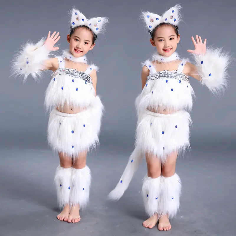 Children's Animal Kitten Costume Girl Learn Cat Call Stage Performance Costume Baby Cute Little Cat Dance Costume