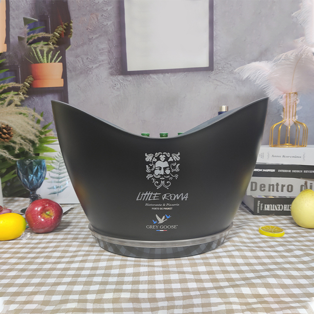 LED Decorative Sustainable Minimalist 8L Plastic PS Capacity Boat-Shaped Round Pattern Bucket Cup for Drinks Cornall Giveaways