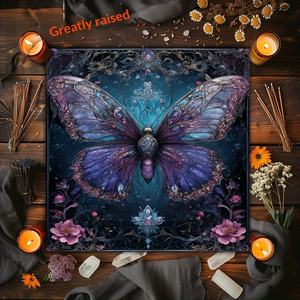 Nappe carrée en polyester à motif floral vintage, papillon et mite, pour table d'<span class=keywords><strong>oracle</strong></span>, noir, en promotion - Product Image 1