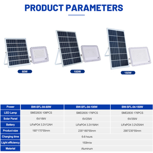 Lámpara Solar LED para Estadios Deportivos de Estilo Moderno, Batería LiFePO4, SMD3030, 60, 100, 150 Vatios, Reflector Solar - Product Image 2
