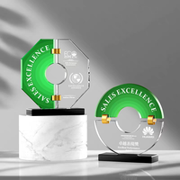 Nouveau trophée de cristal K9 imprimé en marbre de qualité supérieure cadeau créatif de la Nature verte pour les événements annuels d'entreprise honneurs de l'école d'équipe