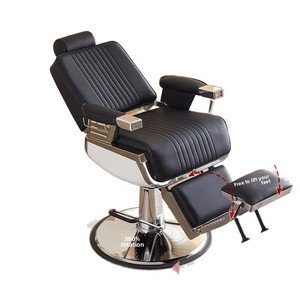 Chaise <span class=keywords><strong>de</strong></span> barbier italienne <span class=keywords><strong>de</strong></span> haute qualité, nouveau design, cuir noir luxueux, base chromée, inclinable et pliable pour salon <span class=keywords><strong>de</strong></span> coiffure - Product Image 2