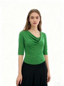 Da donna estiva lavorato a <span class=keywords><strong>maglia</strong></span> morbida di alta qualità con <span class=keywords><strong>grande</strong></span> risvolto a coste con collo a barca alla moda maniche a gomito elegante Pullover - Product Image 2