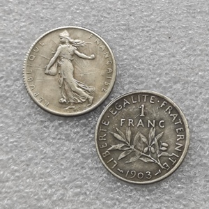 1903,1906,1914-C,1900 Frankrijk 1 Franc Semeuse, Parijs antieke stijl herdenkingsmunten, geschenken, woondecoratie - Product Image 3