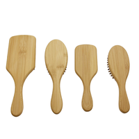 Brosse à cheveux en bois à poils de bambou pour démêler les cheveux bouclés, masser le cuir chevelu et démêler les boucles