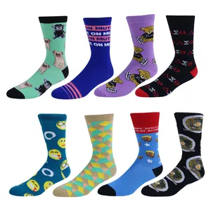 High Quality Socks Customized Wholesale Logo Design Bamboo Socken Chaussette High Quality Fashion Colorful Happy Funny Crew Cotton Men Socks