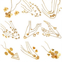 Parure de bijoux GOODLUCK tendance en acier inoxydable plaqué or 18 carats avec zircon personnalisé, boucles d'oreilles et collier pour femmes et jeunes filles, idéale pour les mariages