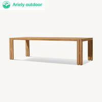 Ensemble table et chaises de salle à manger d'extérieur style moderne, en teck, avec accoudoirs, résistant aux intempéries, pliable, imperméable, pour cour et hôtel
