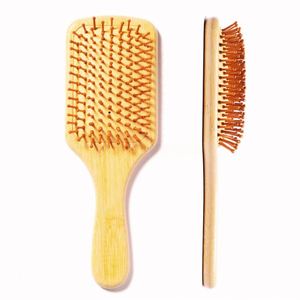 LOGO Cushion Paddle Detangling Natural Bristle Bamboo Hair Scalp Massager <b>Brush</b> & Comb - Product Image 3
