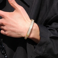 Bracelets de manchette pour hommes et femmes, en zircone cubique, doré, pour rappeur, nouvelle collection, Hip Hop, pavé Bling, couleur or