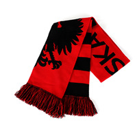 Werbeartikel Großhandel Benutzerdefiniertes Logo Jacquard Gestrickter Doppelseitiger Fußball-Fanschal Fußballteam-Fans Unterstützer-Souvenir-Schal