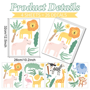 26PCS/Set Animals Wall Stickers Cute <strong>Safari</strong> Wall Stickers Decor for Bedroom Classroom <strong>Nursery</strong> Jungle Theme Vinyl Wall Stickers - Product Image 5