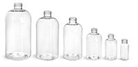 Bouteilles en plastique transparentes PET de 1 oz, 2 oz, 4 oz, 8 oz, 12 oz, type Boston Round, avec bouchons à vis noirs/naturels 20/410 24/410