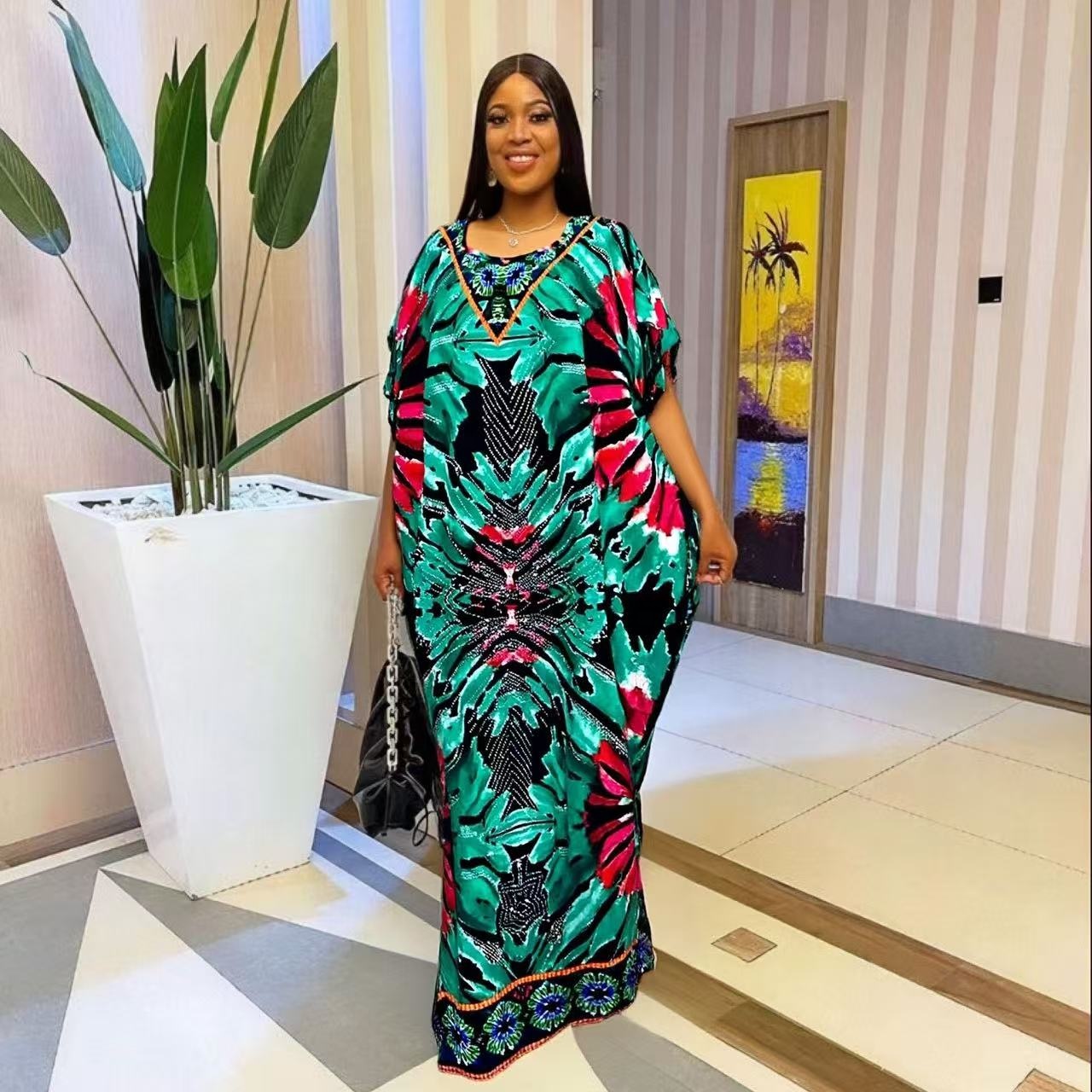 chinese dress ladies Kiki Ankara short sleeves round neck Flair dress. – AFRICAN FASHION COLLABO main image 0