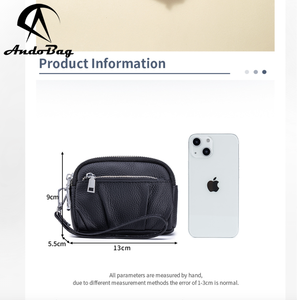 AndoBag Sac à main en cuir de vachette pour femme, nouveau modèle, trois fermetures éclair, porte-monnaie court, avec dragonne, grande capacité, portefeuille de rangement multifonctionnel C35 - Product Image 3