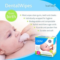 Lingettes dentaires pour bébé emballées individuellement Soins bucco-dentaires Biodégradables Lingettes naturelles pour les dents de bébé