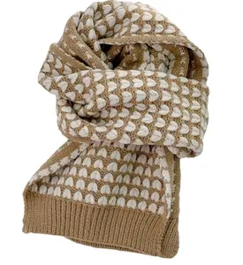 2021 New Design Elegant Fashion Hot Sale Woven Lovely Heart Women Thick Crochet Warm Winter Neck Hat Scarf Shawl