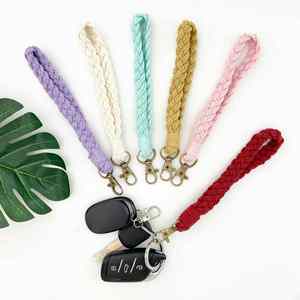 Chaîne de téléphone portable simple en tissu tressé, cordon en coton tressé fait main, dragonne, porte-clés, pendentif décoratif à suspendre - Product Image 3