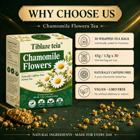 Sachets de thé aux fleurs de camomille pure, directement de l'usine, 45g, 30 paquets, tisane apaisante et relaxante pour le soir et l'heure du coucher, vente en gros