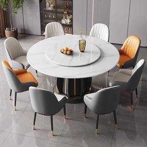 Tables rondes de style italien avec plateau en pierre frittée blanche et base unique en forme de piédestal pour meubles de salle à manger modernes. - Product Image 2