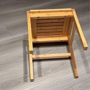 Ruoyi Bamboo Bathroom Stool 38x40x43 Cm Non Slip <b>Shower</b> Seat With Towel <b>Rack</b> <b>Storage</b> Stool - Product Image 2