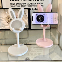 Organiseurs de bureau en plastique écologiques à thème lapin mignon, très demandés, supports de téléphone/tablette télescopiques réglables et portables