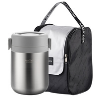 Maxcook 2000ml Boîte à lunch isotherme portable en acier inoxydable à double compartiment avec poignée
