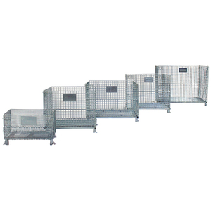 Cage de stockage galvanisée en acier à mailles métalliques, pliable, amovible, pour chariot élévateur, caisse de transport, cage de manutention - Product Image 1