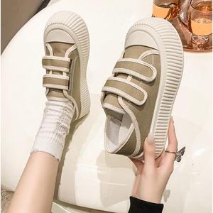 Nouvelles dames baskets décontractées petites chaussures en toile blanche fermeture à enfiler léger confortable hauteur augmentant pour la marche - Product Image 3