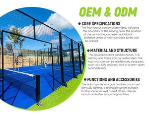 Fournisseur <span class=keywords><strong>professionnel</strong></span> de terrains de padel intérieurs, terrains de padel sur mesure, toits super panoramiques, revêtements de sol, filets et systèmes d'éclairage LED - Product Image 1