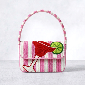 Sac à main rectangulaire en tissu brodé de perles de verre faites à la main, en polyester, lavable, modèle usage quotidien - Product Image 1