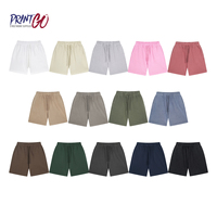 Kualitas tinggi 420g Terry Batik Distressed pria pinggang elastis tinggi celana pendek pinggang gaya jalanan Retro 100% bahan katun wol