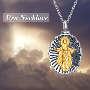 Isunni joyería de la cremación s925 de plata esterlina Virgen María colgante urna regalo cenizas <span class=keywords><strong>pelo</strong></span> Memorial collar medallón - Product Image 3