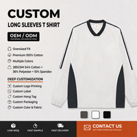 T-shirts à manches longues à col en V contrastant, style patchwork, de marque tendance, taille L, ensemble complet avec échantillon disponible