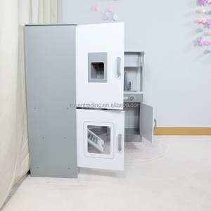 Cocina de Juguete Grande de Madera para Niños con Refrigerador, Lavadora, Horno y Microondas con Pantallas Digitales Realistas - Product Image 6