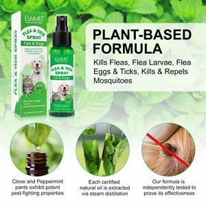 ELAIMEI Marque Privée OEM 100ml <span class=keywords><strong>Spray</strong></span> <span class=keywords><strong>Anti</strong></span>-Puces et Tiques Naturel à la Menthe Poivrée <span class=keywords><strong>pour</strong></span> Chiens et Chats - Product Image 2
