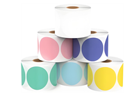 500 Label/Roll Ramah Lingkungan Tahan Lama Kantong Kemasan Ungu Stiker Printer 4x4 Kertas Transfer Termal Langsung Label Pengiriman