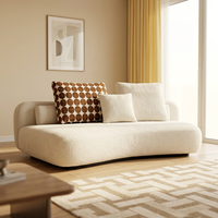 Modernes 4,08m Quadratisches Modulares Sofa Cremefarbenes Bouclé-Stoffsofa Großes Modulares Sofa für Luxus-Wohnzimmer Apartment Villa Edelstahl