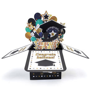 Carte de vœux 3D en forme de chapeau de diplômé fait main, best-seller, pour la saison des diplômes, décoration de fête et messages - Product Image 1