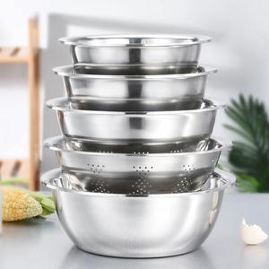 ชุดชามสแตนเลสทรงกลมลึก 5 ใบ ซ้อนกันได้ สำหรับผสมอาหาร ซุป แป้ง และสะเด็ดน้ำผัก - Product Image 2