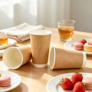 Gobelets à café en papier jetables à double paroi imperméables avec logo personnalisé - Product Image 1