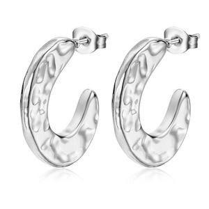 Pendientes de Aro de Acero Inoxidable con Baño de Oro PVD de 18K, Diseño Irregular y Texturizado, Joyería Personalizada de Moda para Mujer, Venta al Por Mayor - Product Image 4