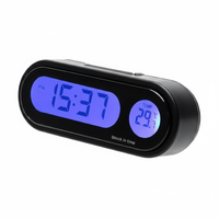 Termometer Jam Digital Mobil 2 In 1 Plastik Bertenaga Baterai 110-120V Aksesori Interior Gaya Mobil Nyaman APL1074