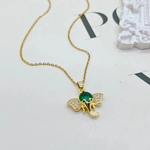 Trendy Gold Plated Stainless Steel Crystal Diamond <b>Elephant</b> Pendant Necklace <b>for</b> <b>Women</b> Girls Wedding Jewelry - Product Image 3
