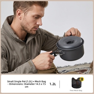 <span class=keywords><strong>Set</strong></span> di pentole da campeggio in lega di alluminio per esterni, piccolo <span class=keywords><strong>set</strong></span> completo portatile con pentola singola da 1,2 litri - Product Image 4