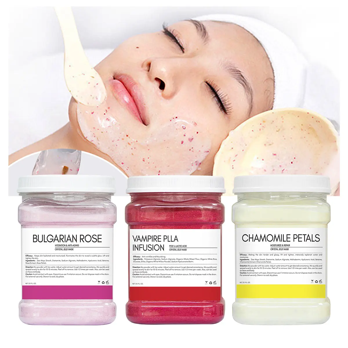 Low MOQ Custom Organic Natural Whitening Jellymask Beauty Products Facial Skin Care & Tools Face Crystal Hydro Jelly Mask Powder